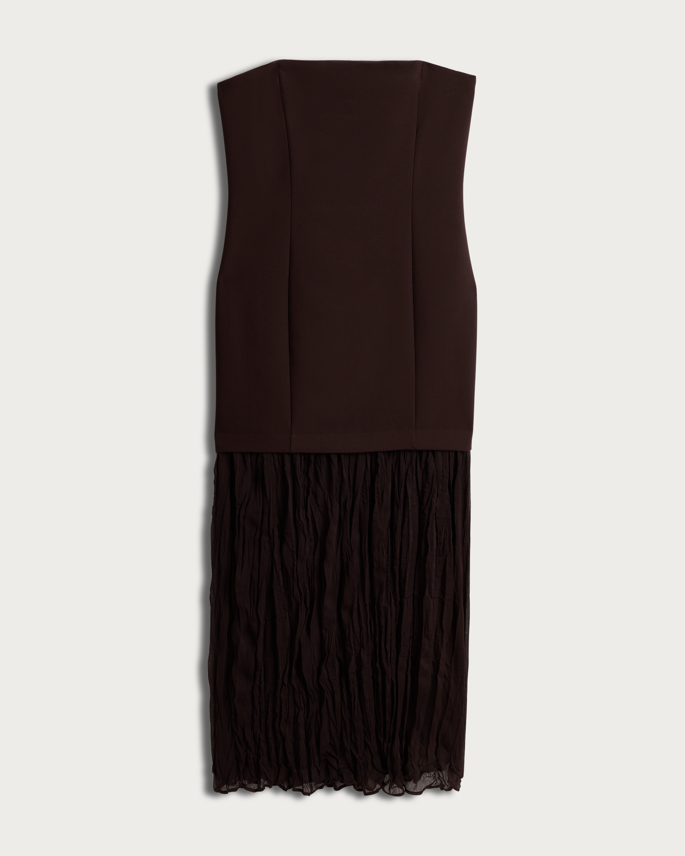 F&F Strapless Chiffon Hem Midi Dress in Brown thumbnail 4
