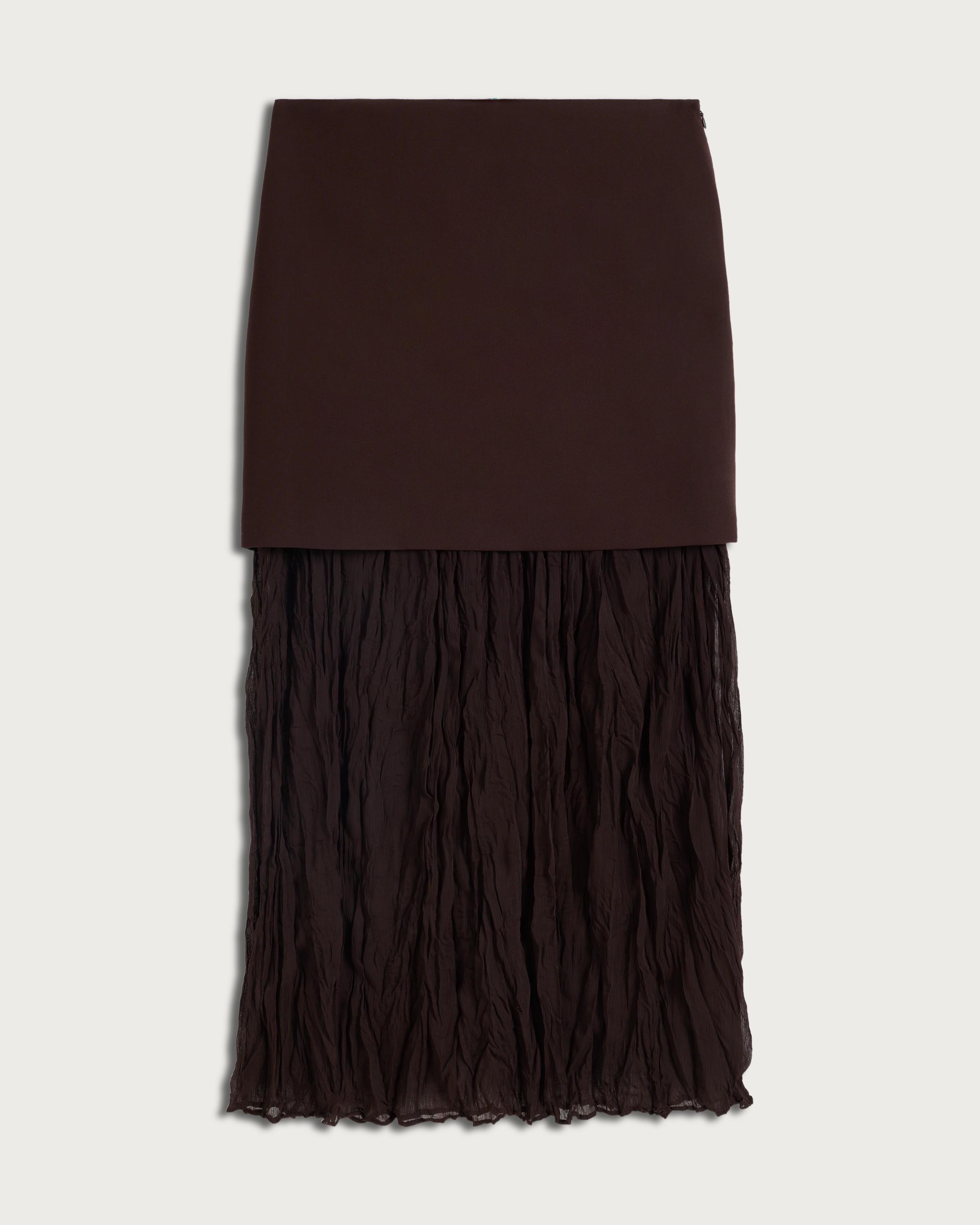 F&F Crinkle Textured Layered Co-ord Midi Skirt in Brown thumbnail 4