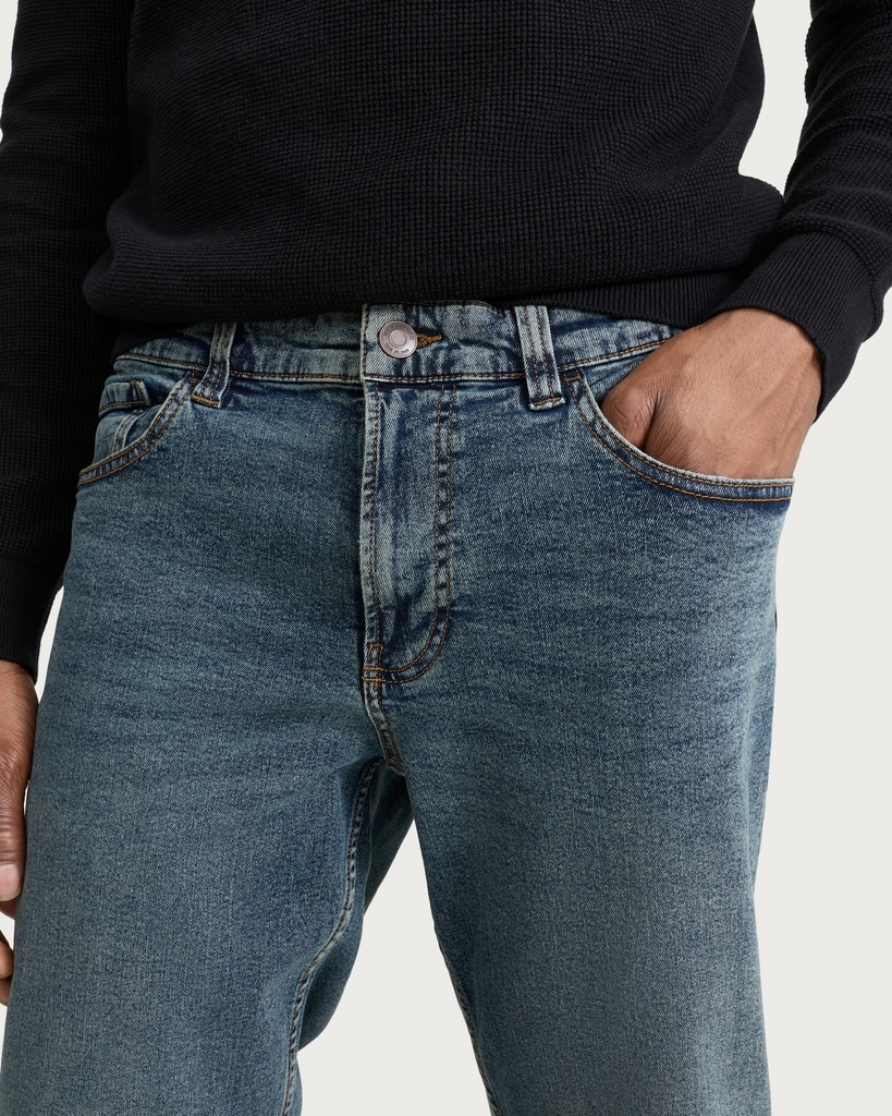 F&F Cotton Rich Relaxed Leg Jeans in Navy thumbnail 2