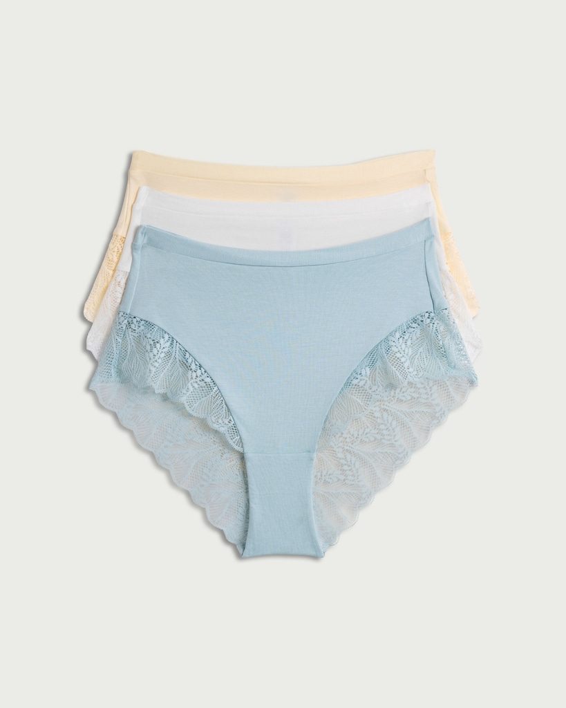 F&F 3-Pack Lace Trim Briefs in Multi thumbnail 2