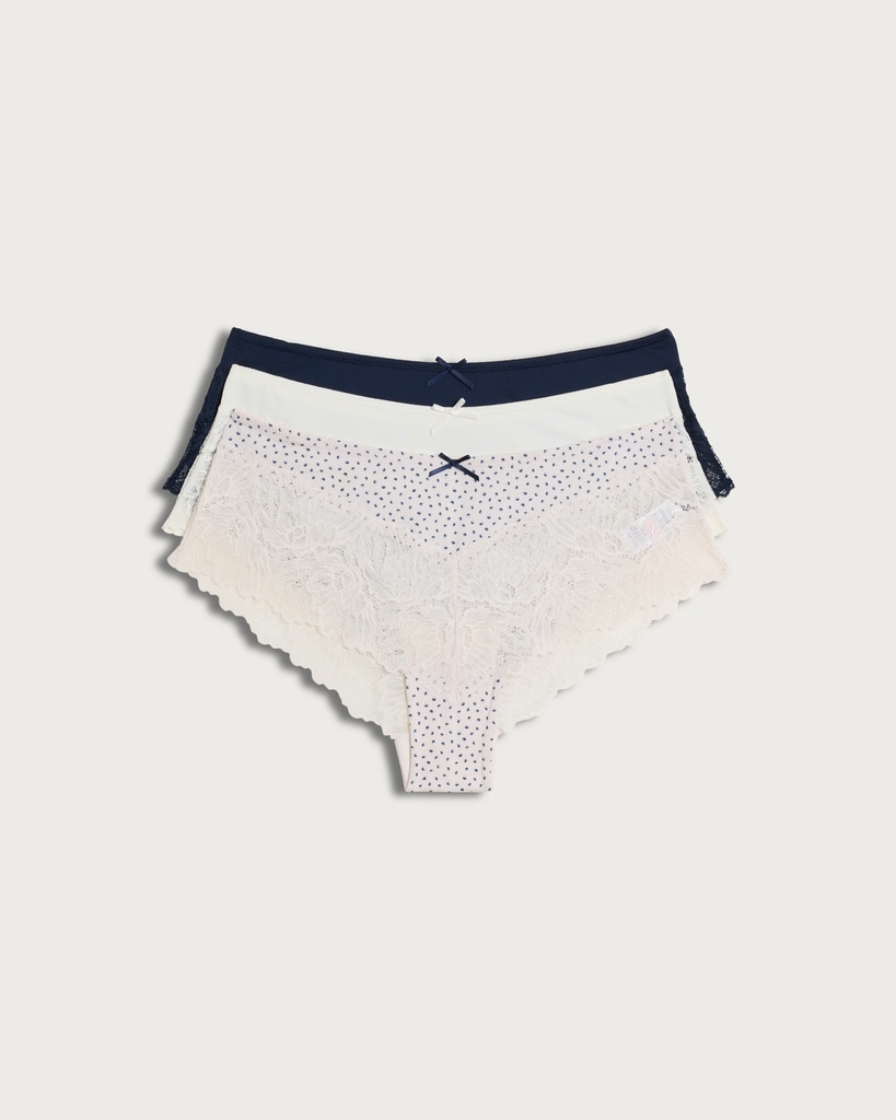 F&F 3-Pack Microfibre Lace Trim Knickers in Multi