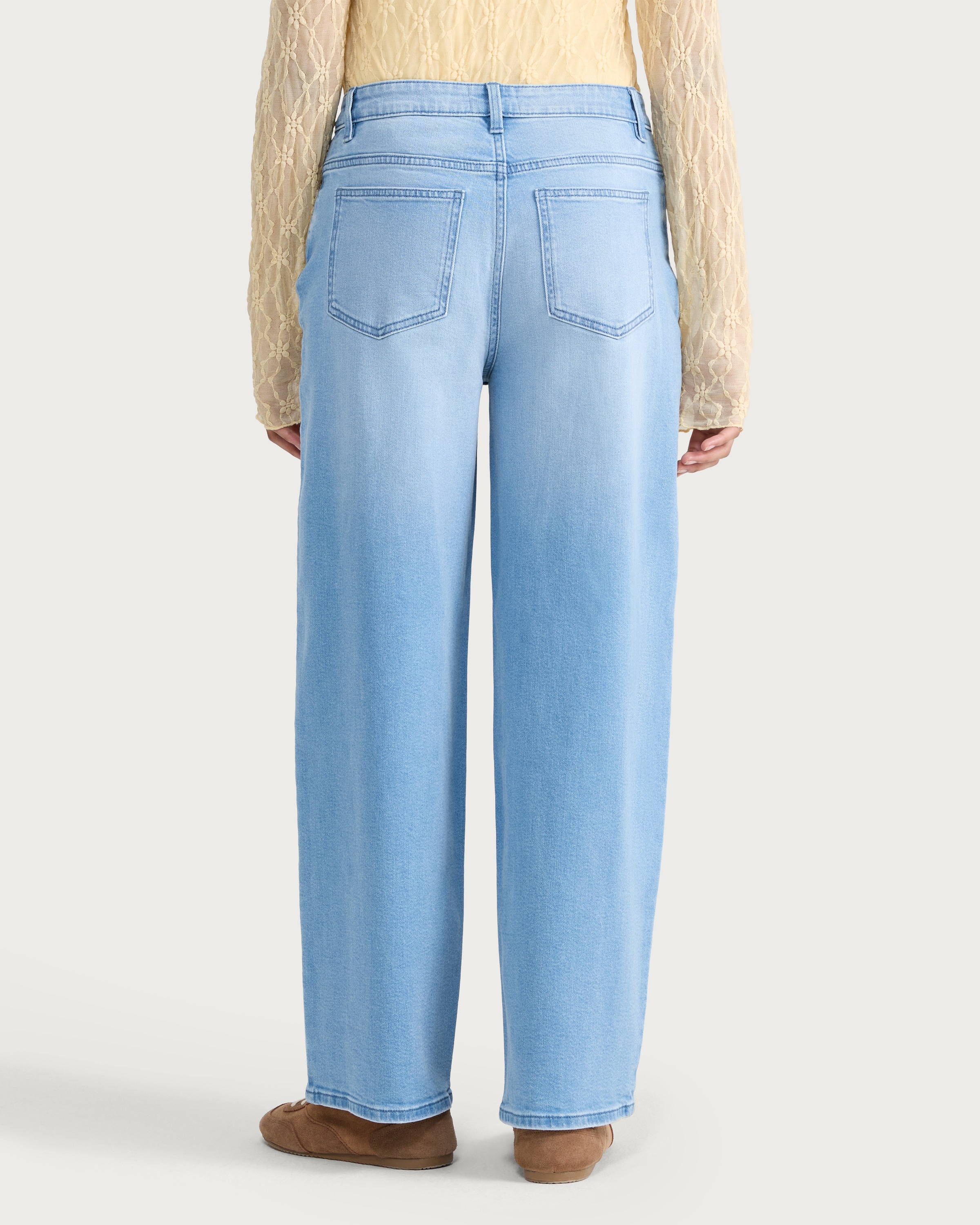 OH ME OH MY Crossover Wide Leg Jeans in Blue thumbnail 3