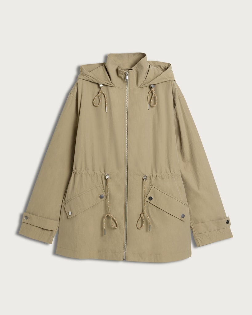 F&F Cinched Waist Hooded Raincoat in Khaki thumbnail 4