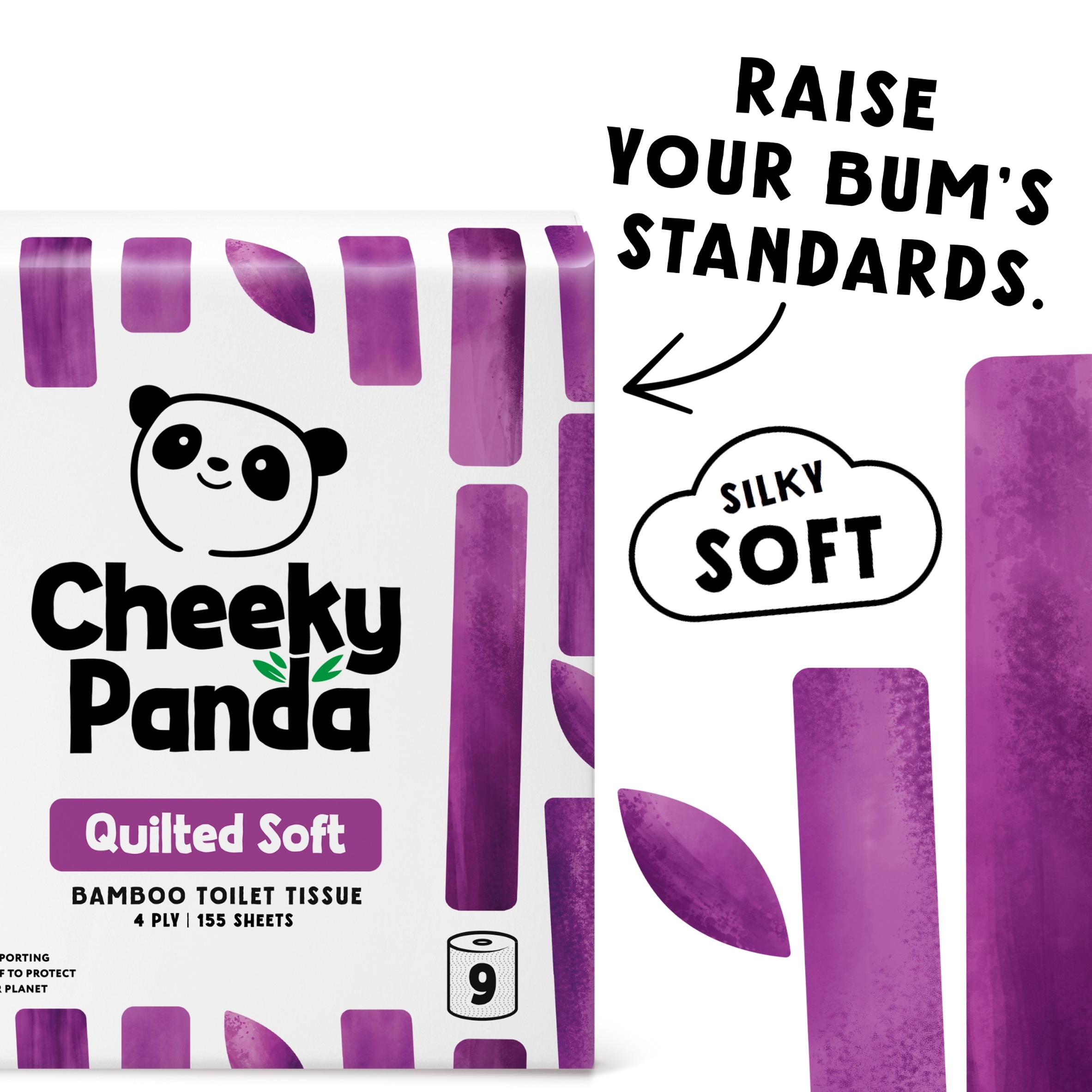Cheeky Panda Quilted Soft Bamboo 4ply Toilet Tissue 9 rolls thumbnail 3