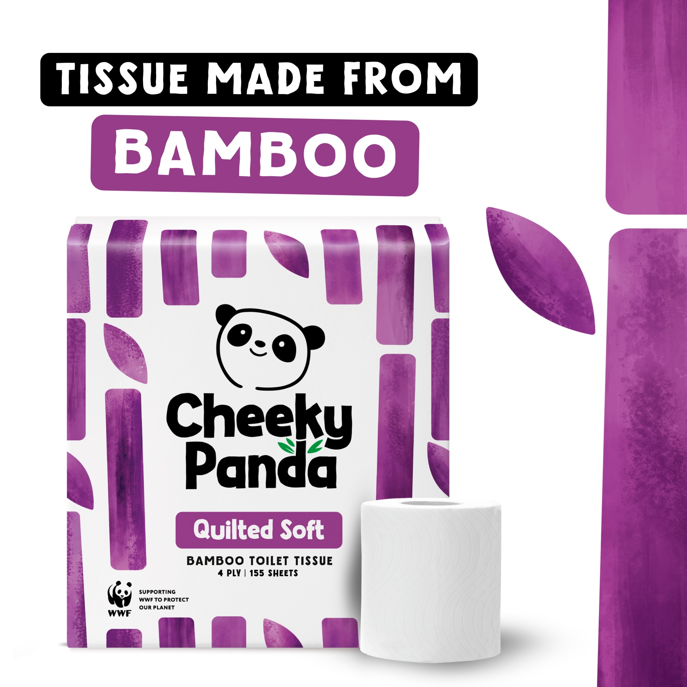 Cheeky Panda Quilted Soft Bamboo 4ply Toilet Tissue 9 rolls thumbnail 5