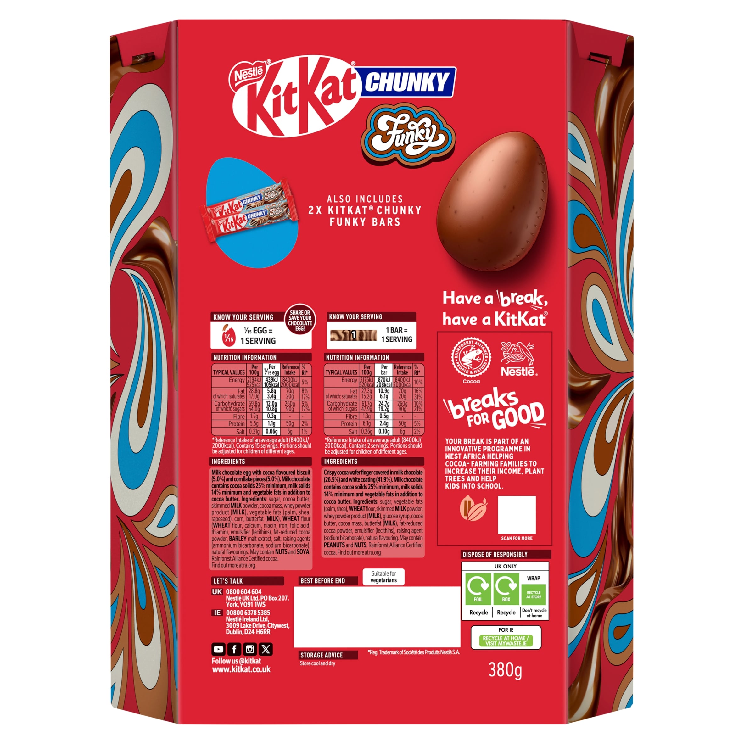 Kit Kat Funky Chunky Incredible Chocolate Easter Egg 380g thumbnail 3
