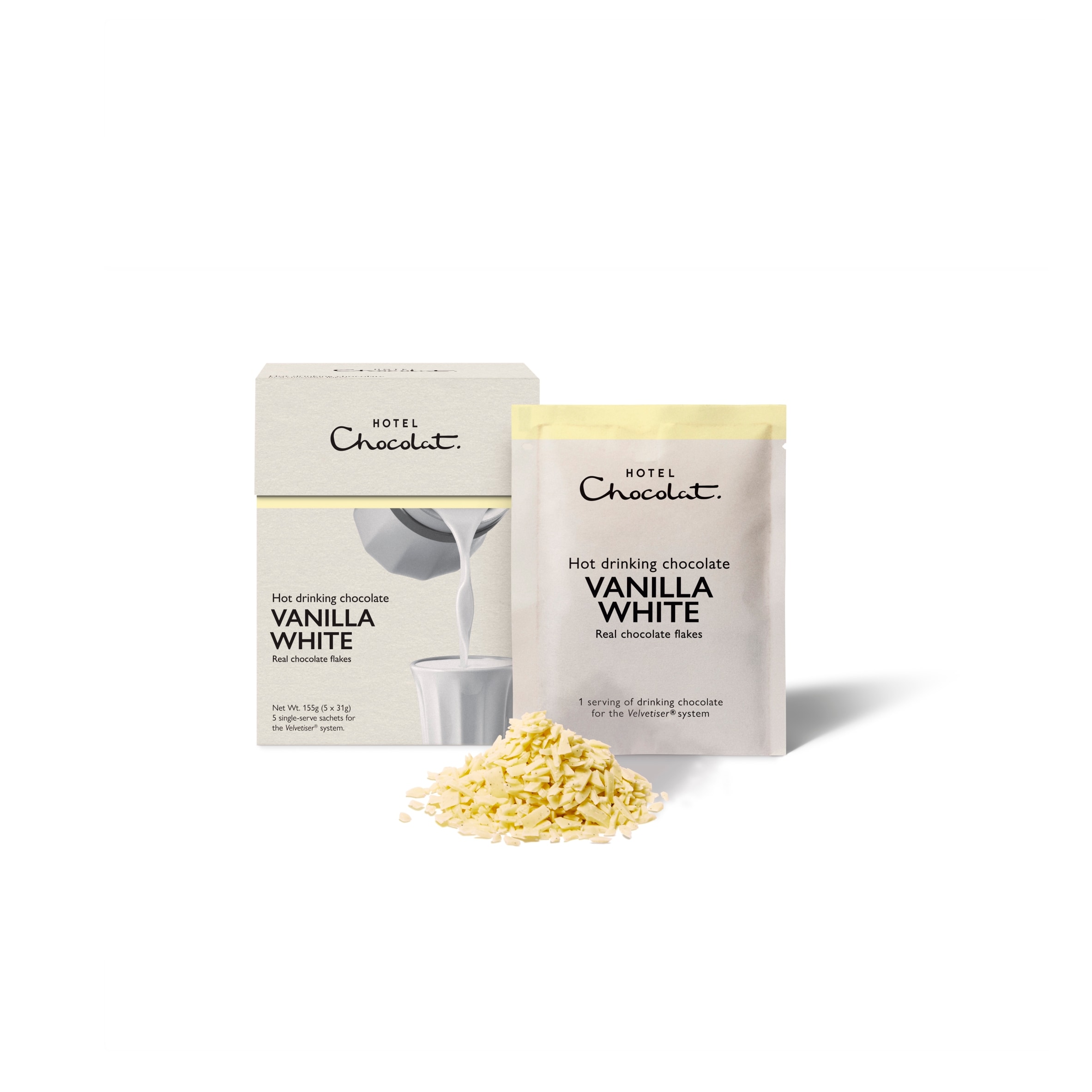 Hotel Chocolat Hot Drinking Chocolate Vanilla White 5 x 31g thumbnail 3