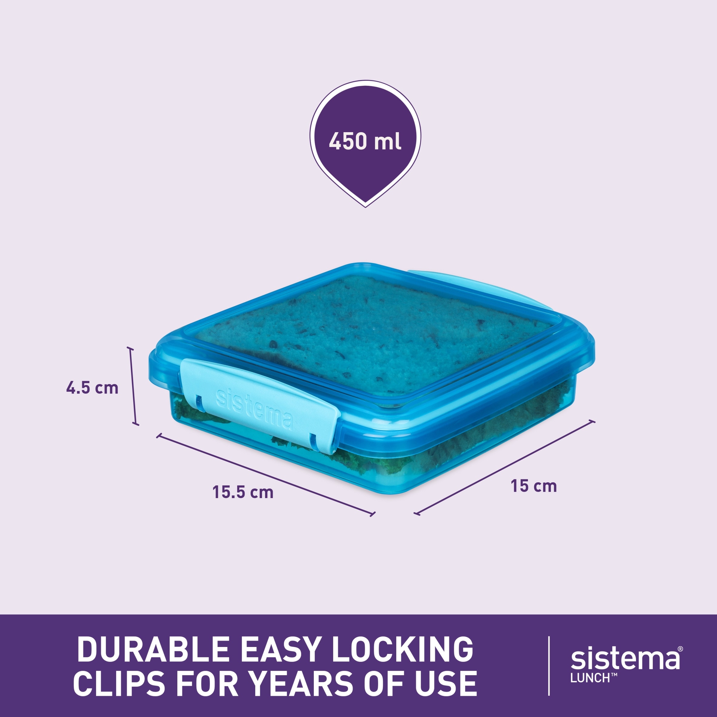 Sistema Expressions Food Storage Sandwich Box 450ml thumbnail 3