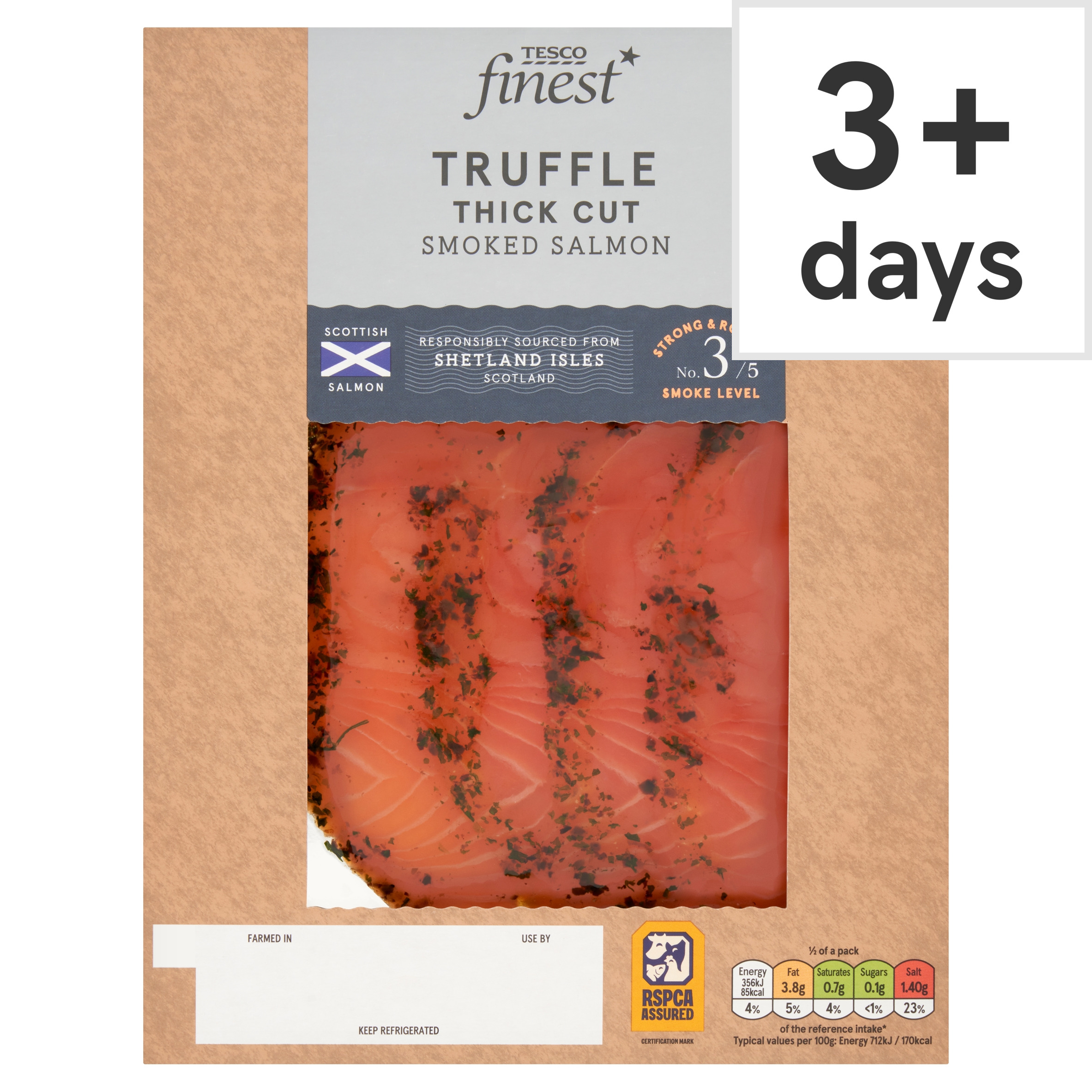 Tesco Finest Truffle Thick Cut Smoked Salmon 100g