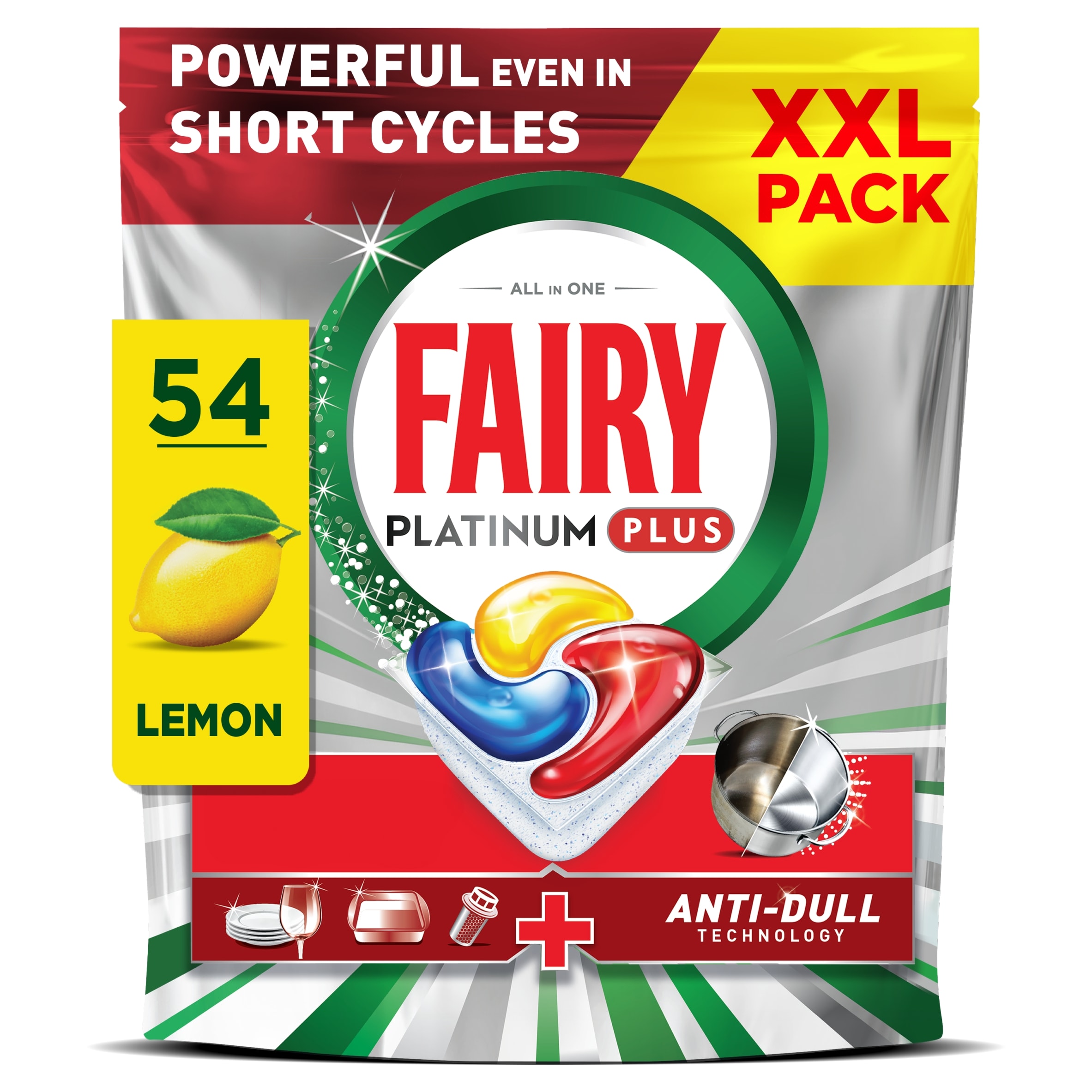 Fairy Platinum Plus All In One Lemon XXL Pack 54 Dishwasher Tablets 838g