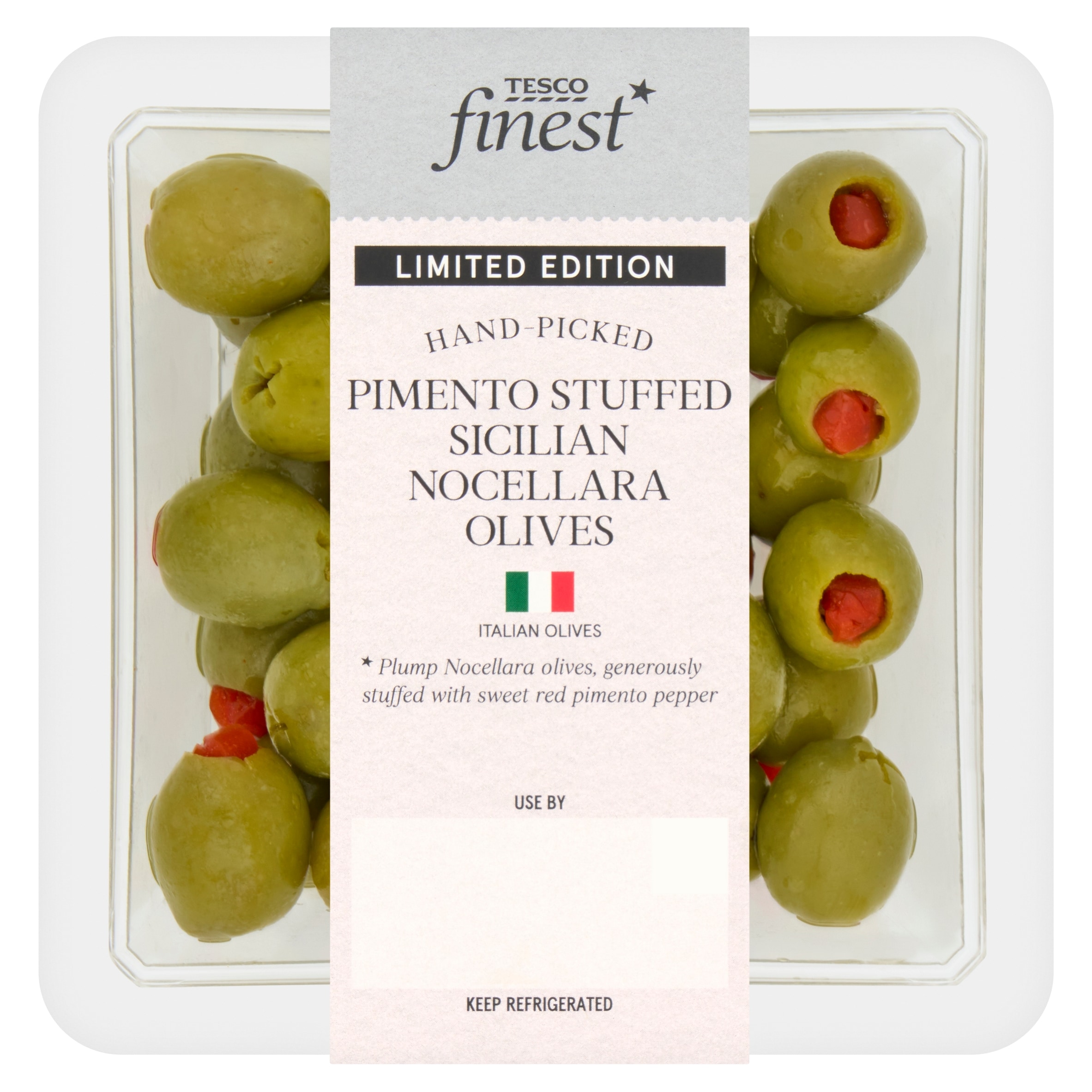 Tesco Finest Pimento Stuffed Sicilian Nocellara Olives 140g