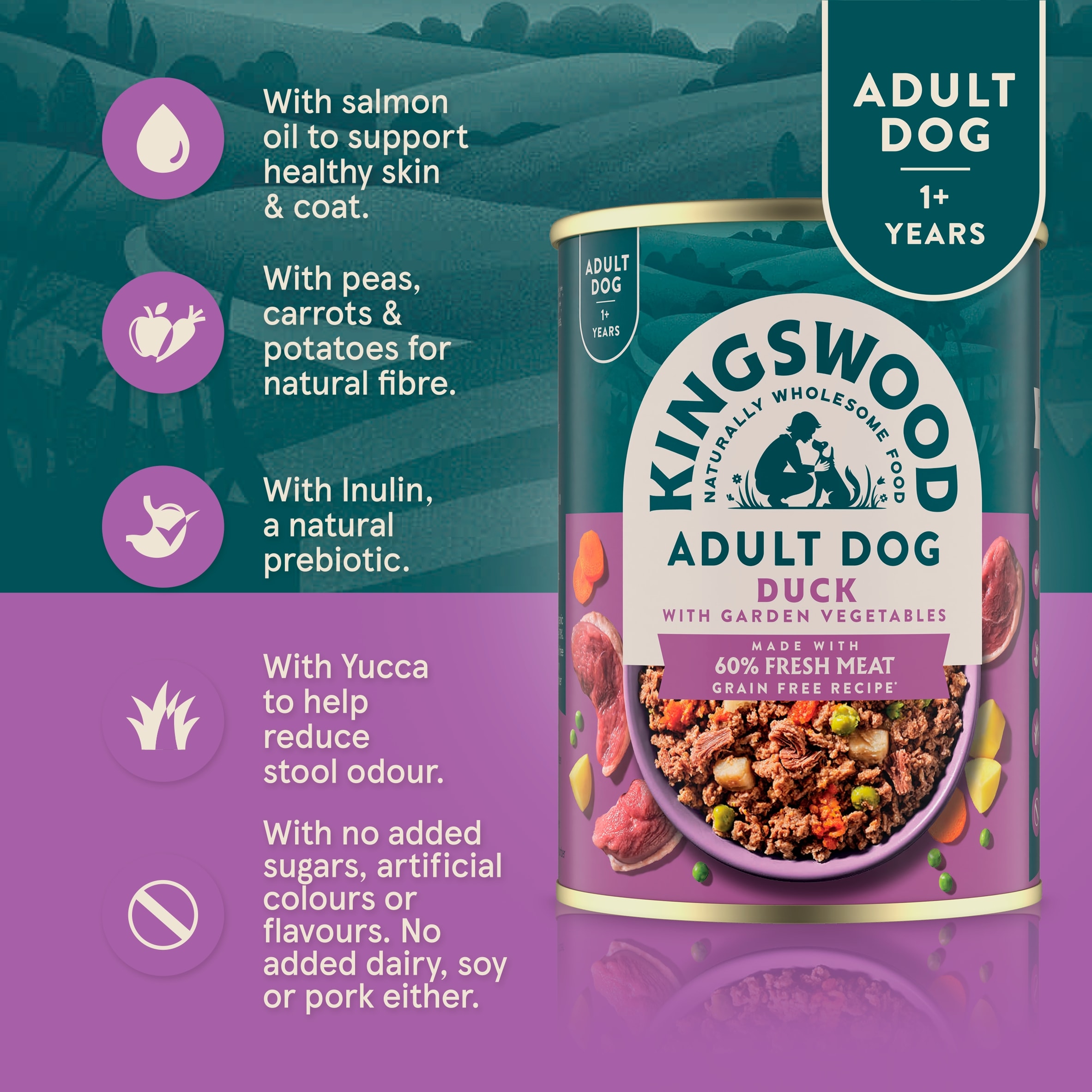 Kingswood Adult Dog food, Duck with garden vegetables 400g thumbnail 2