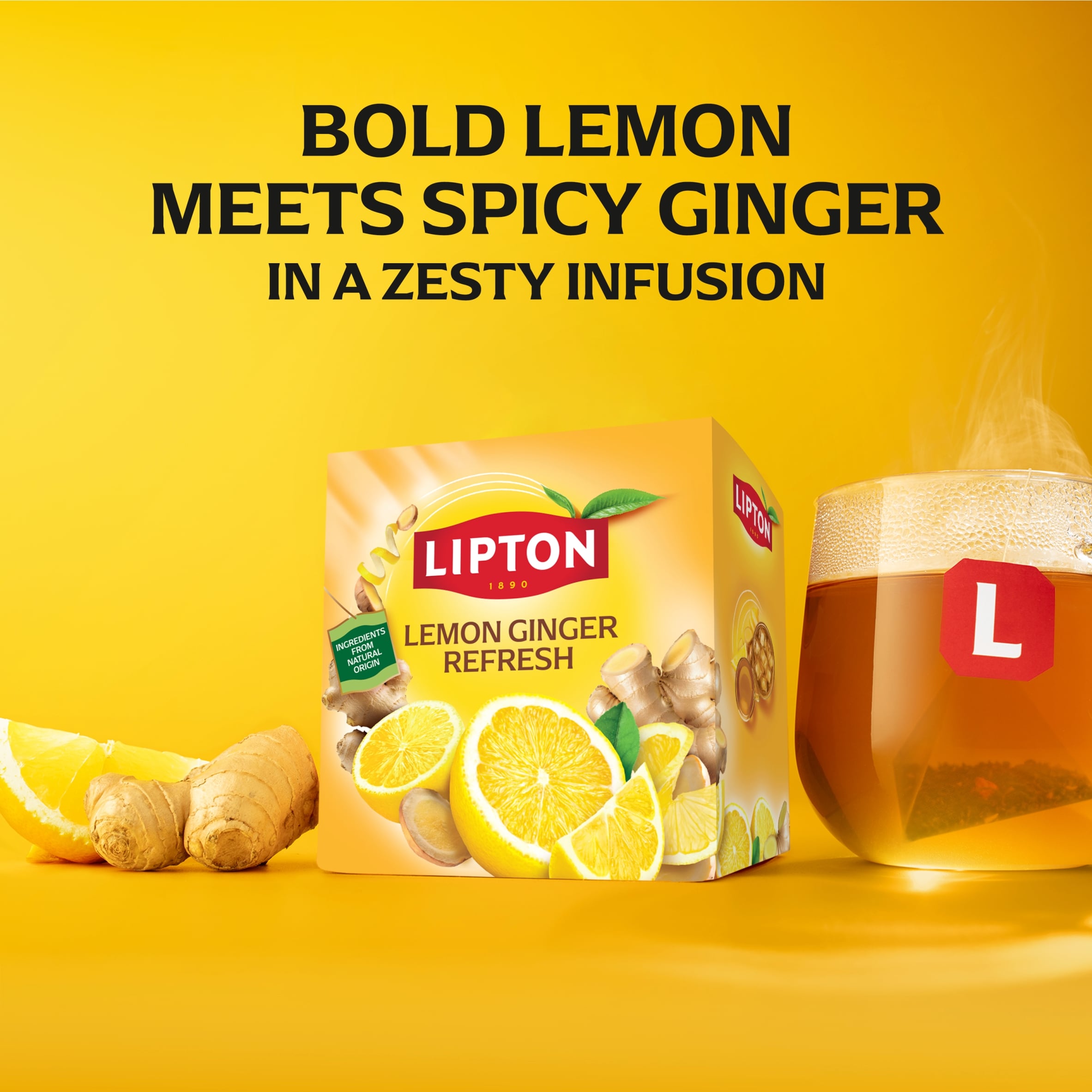 Lipton Lemon & Ginger Refresh 20 Tea Bags 34g thumbnail 2