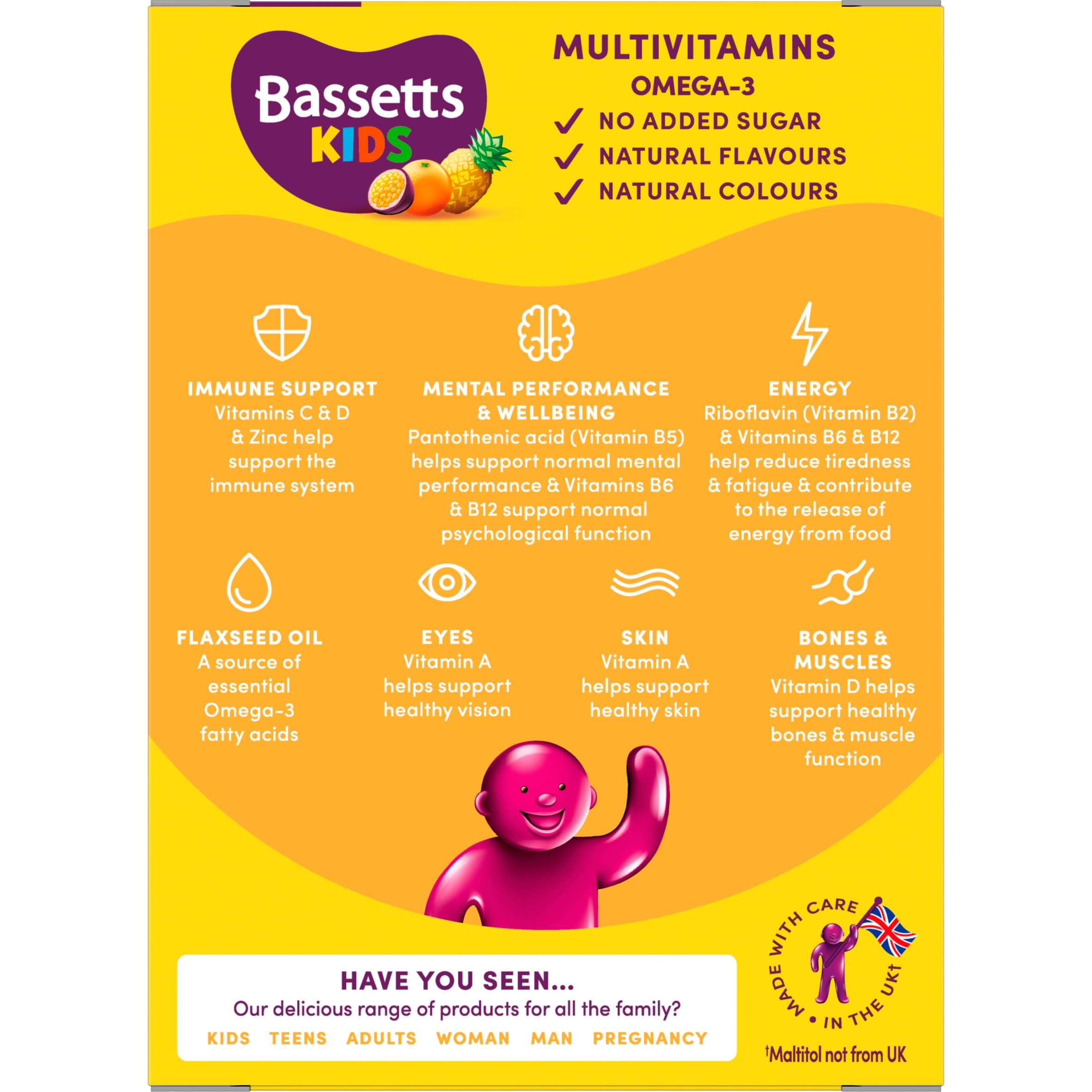 Bassetts Kids Multivitamin Plus Omega3 7-11 years Tropical Gummies x 30 thumbnail 4