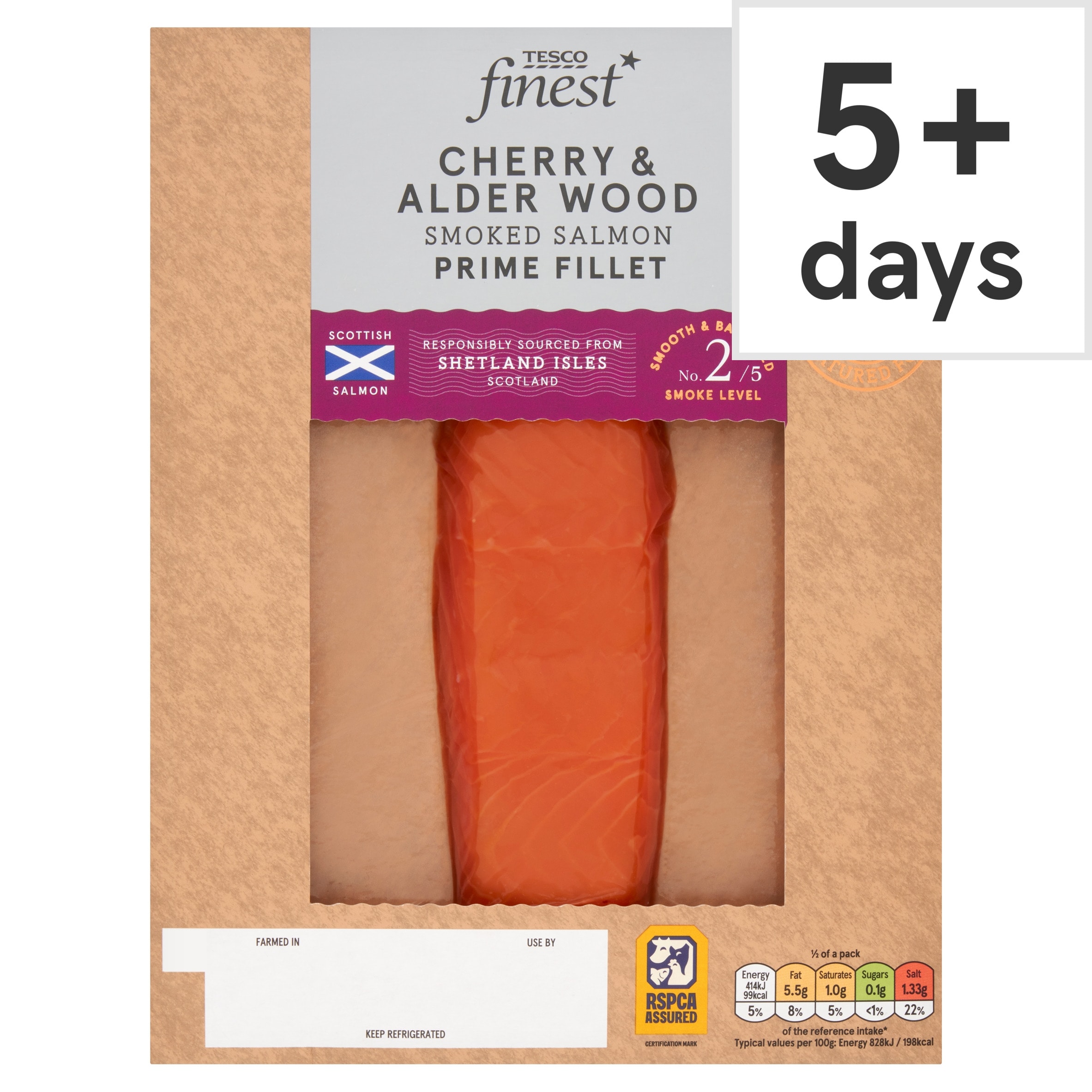 Tesco Finest Cherry & Alder Wood Smoked Salmon Fillet 100g