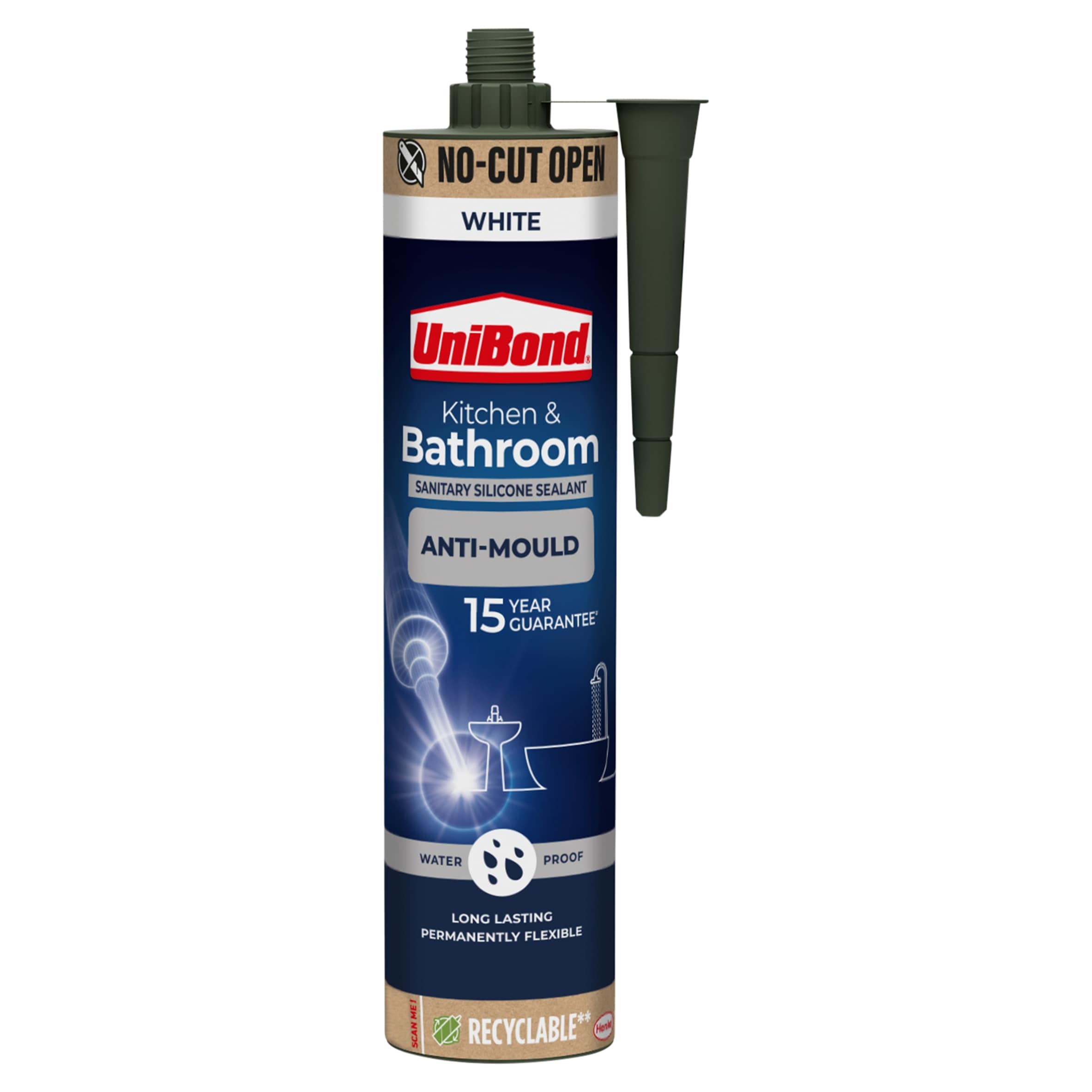 UNIBOND KITCHEN & BATHROOM SEALANT ANITMOULD CARTRIDGE WHITE 280ml