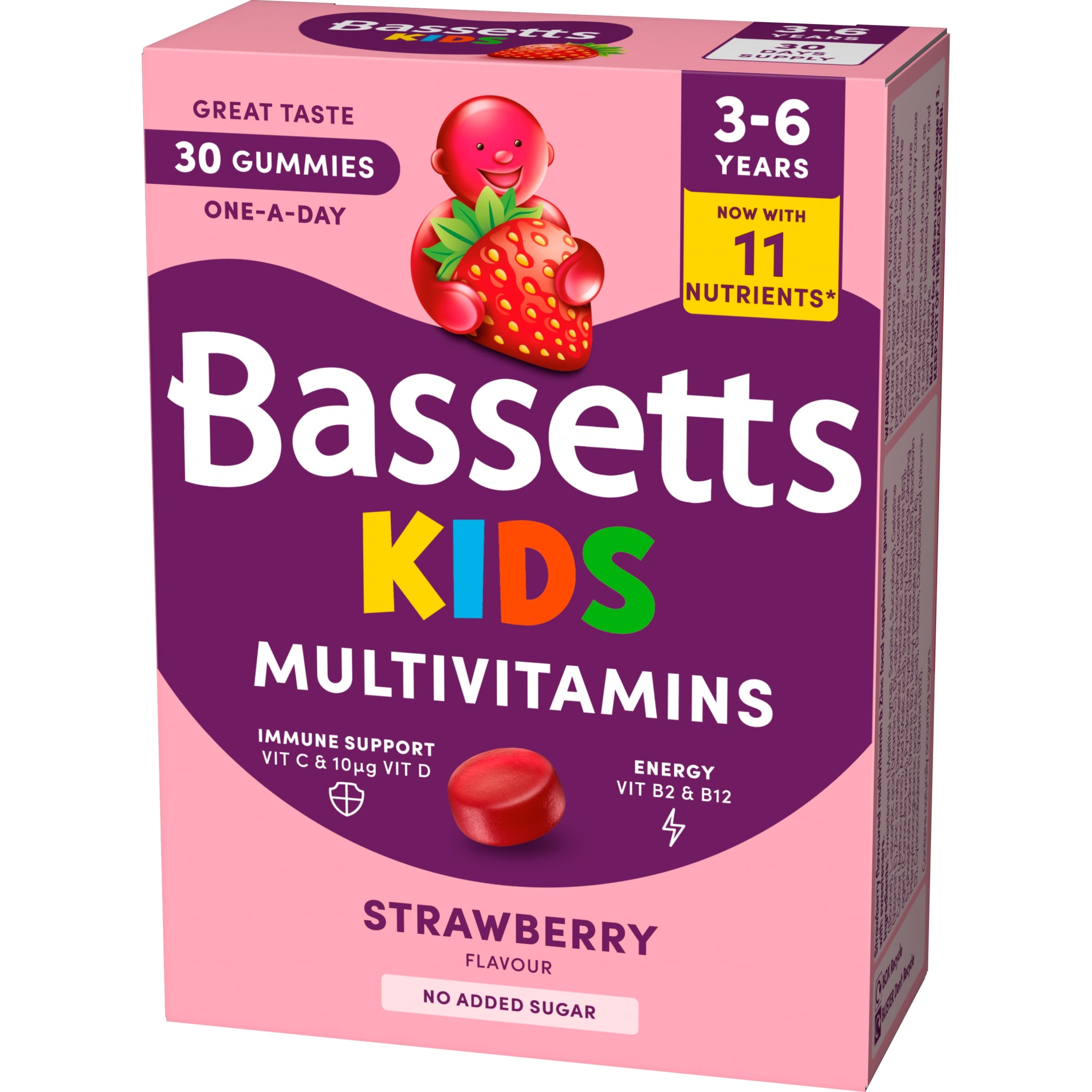Bassetts Kids Multivitamin, 3-6 years Strawberry Gummies x 30 thumbnail 3