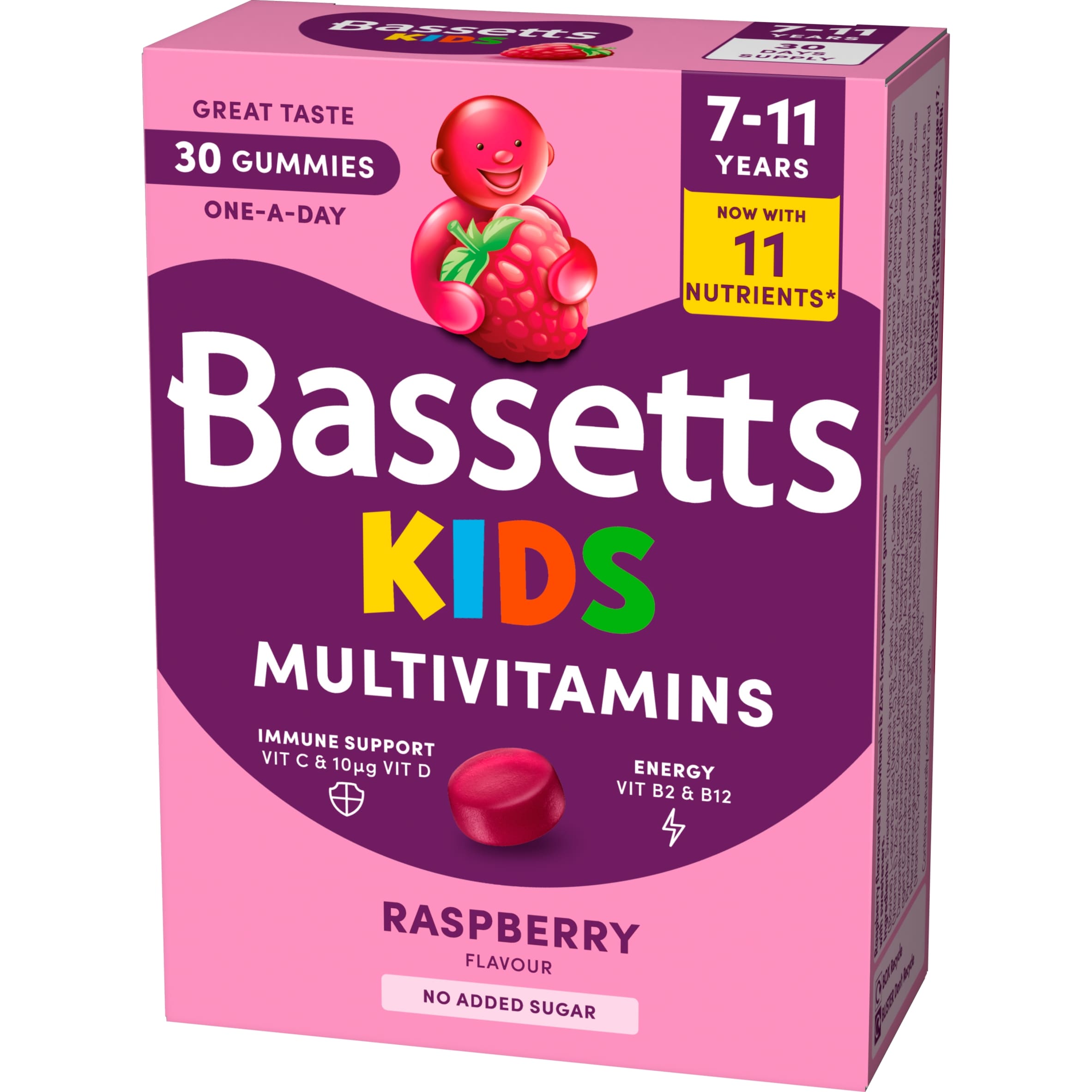 Bassetts Kids Multivitamin, 7-11 years Raspberry Gummies x 30 thumbnail 4