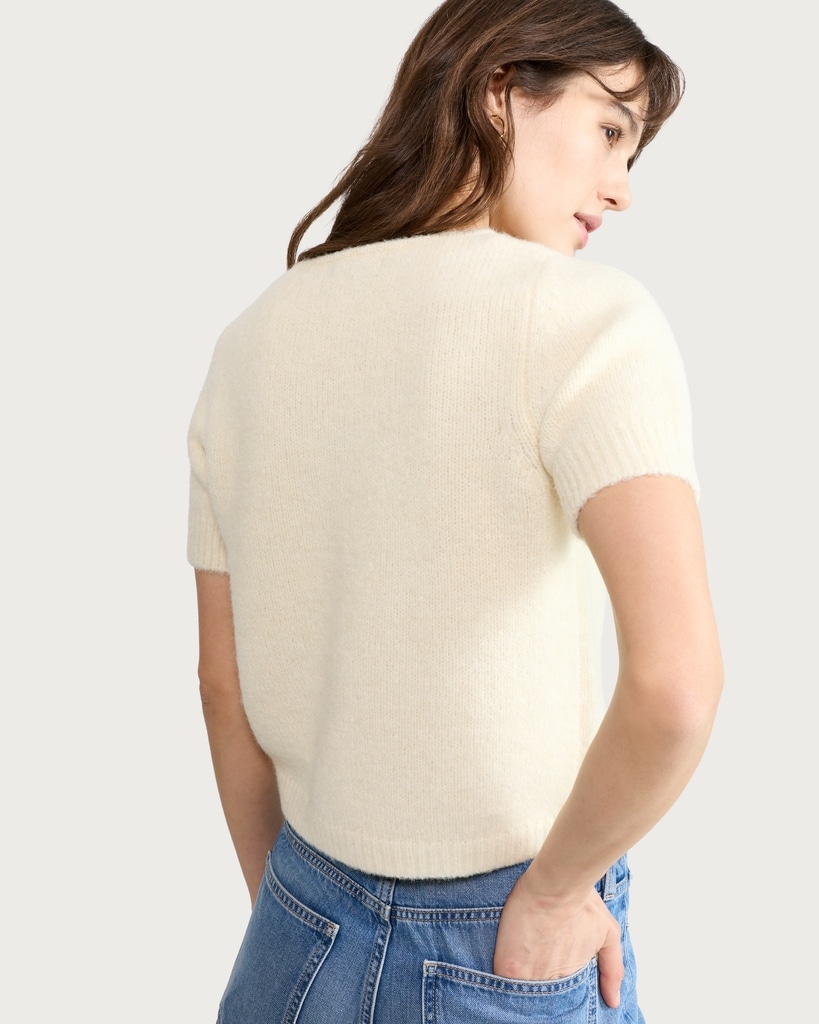 F&F Knitted Button Up Short Sleeved Cardigan in Yellow thumbnail 2