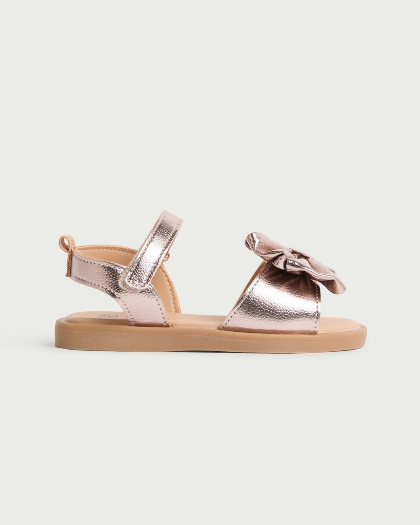 F&F Girls Bow Detail Strap Sandals in Gold