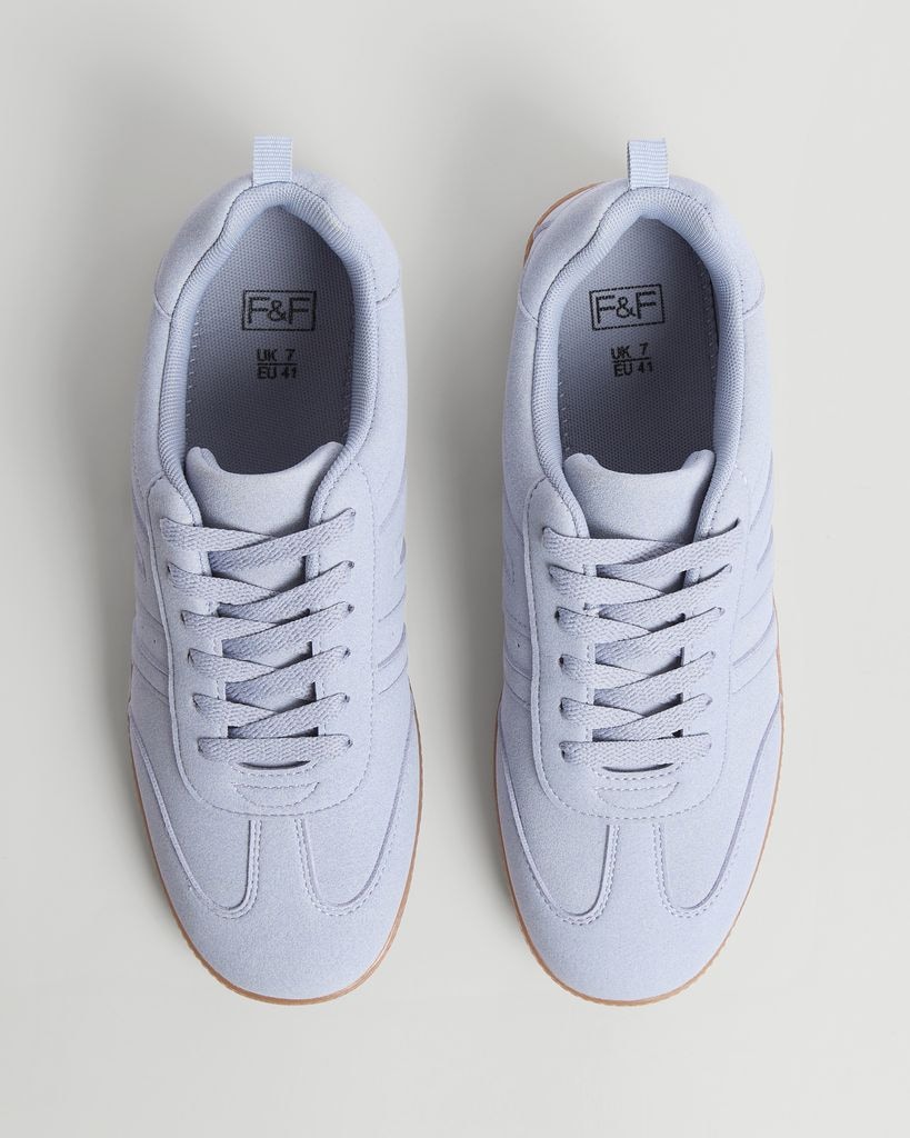 F&F Contrast Sole Lace Up Trainers in Blue thumbnail 2
