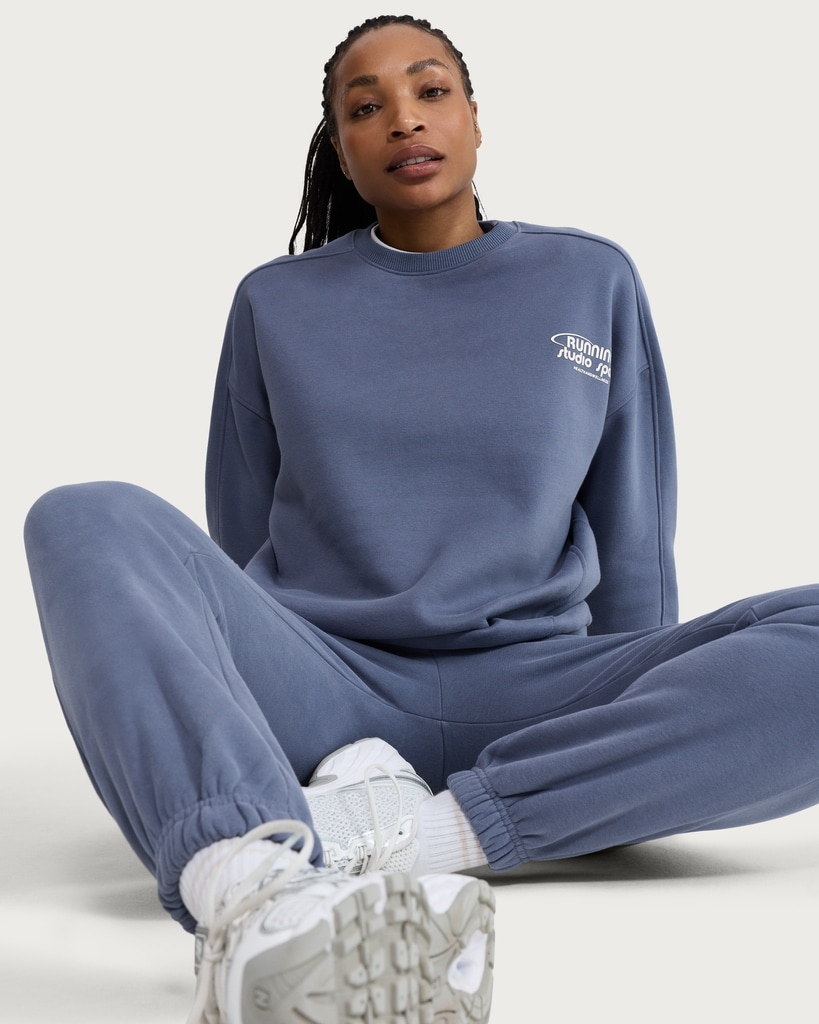 F&F Active AFTERCLASS Cotton Rich Slogan Sweatshirt in Blue