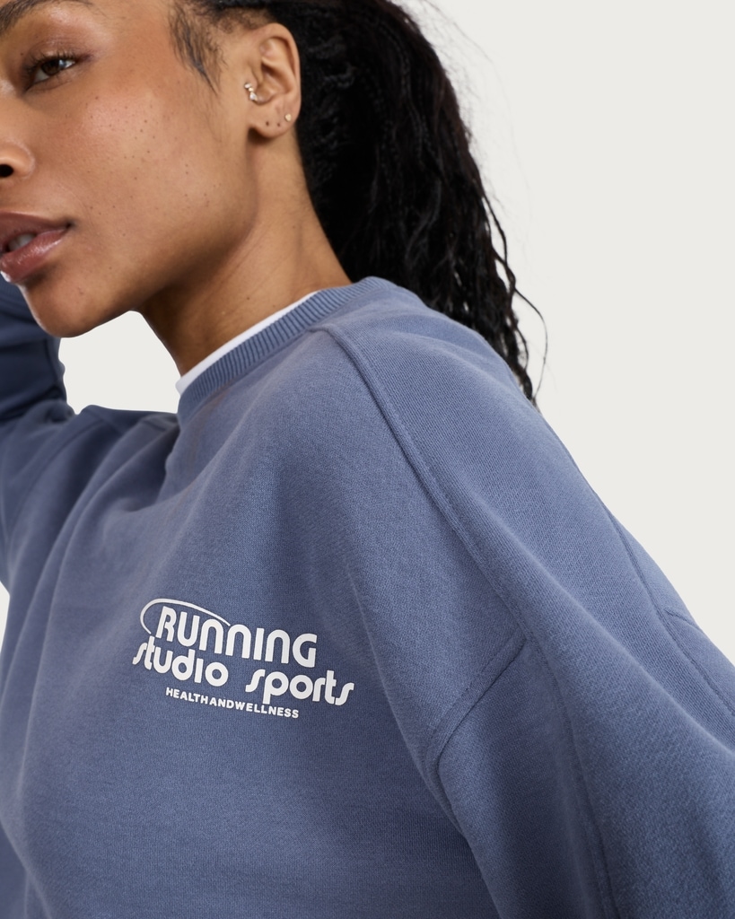 F&F Active AFTERCLASS Cotton Rich Slogan Sweatshirt in Blue thumbnail 3