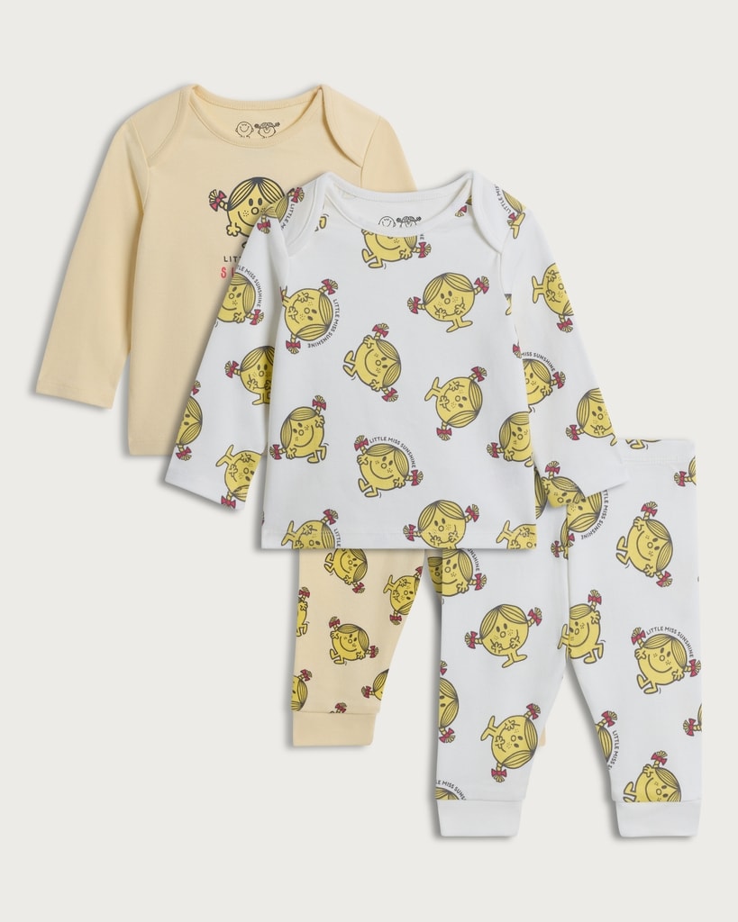 Little Miss Sunshine 2-Pack Pure Cotton Pyjama Set in Yellow