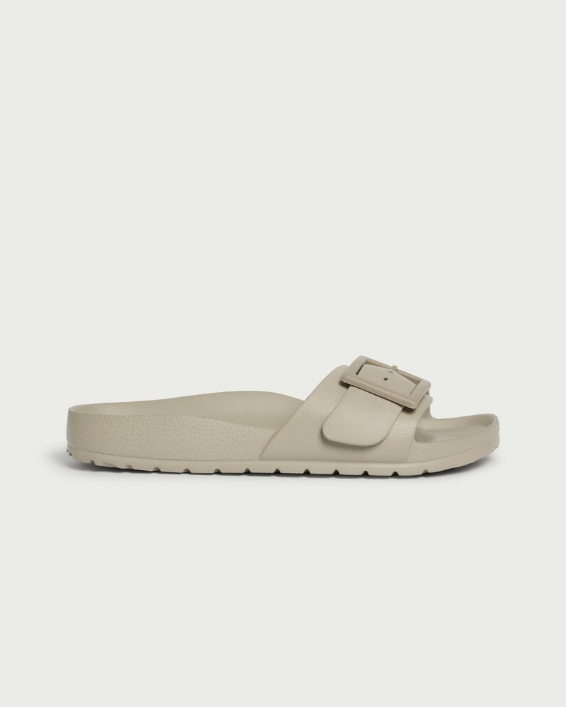 F&F Buckle Detail Slip On Sandals in Dark Nude