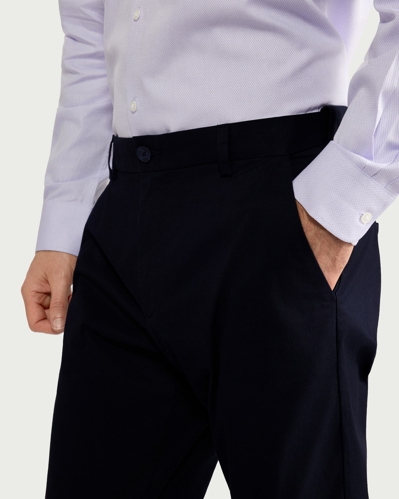 F&F Cotton Rich FREEFIT® Chino Trousers in Navy