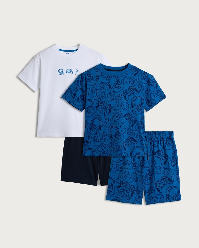 F&F 2-Pack Pure Cotton Gaming Print Pyjama Sets in Black