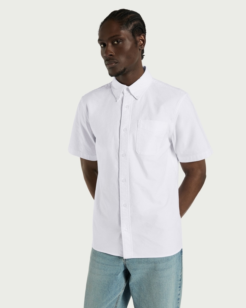 F&F Pure Cotton Short Sleeved Oxford Shirt in White