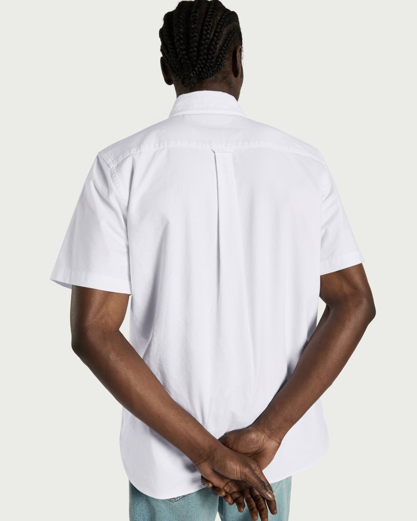 F&F Pure Cotton Short Sleeved Oxford Shirt in White thumbnail 3