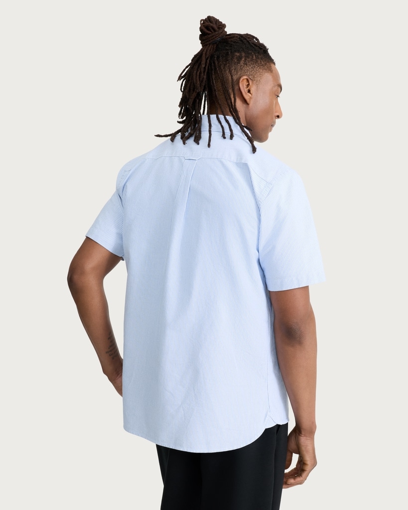 F&F Pure Cotton Striped Short Sleeved Shirt in Blue thumbnail 3