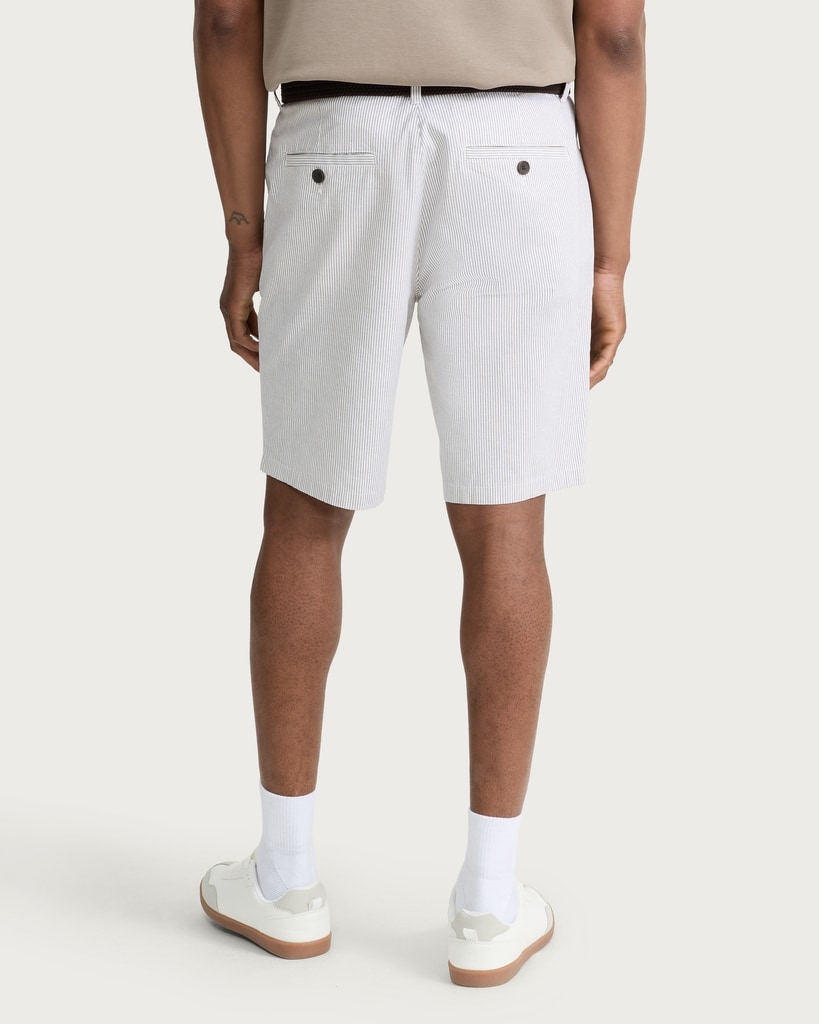 F&F Cotton Rich Striped Belted Chino Shorts in Cream thumbnail 3