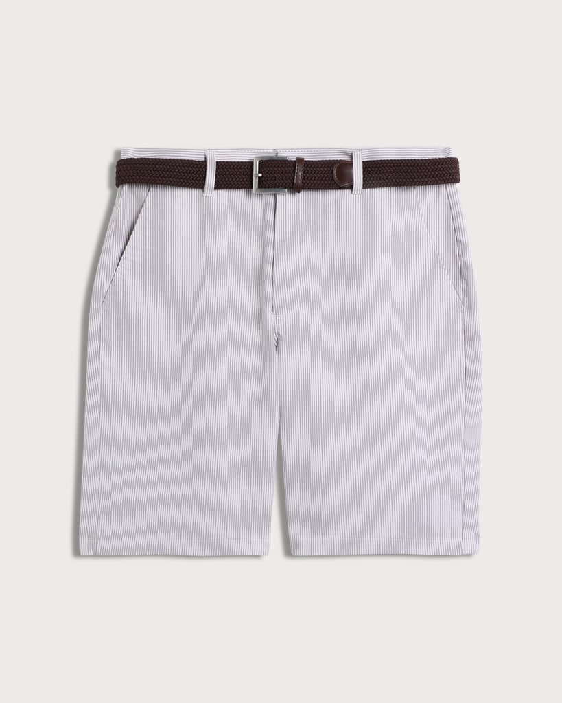 F&F Cotton Rich Striped Belted Chino Shorts in Cream thumbnail 4