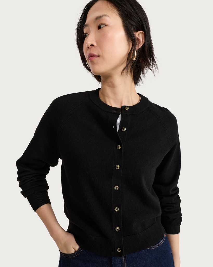F&F Knitted Button Up Long Sleeved Cardigan in Black