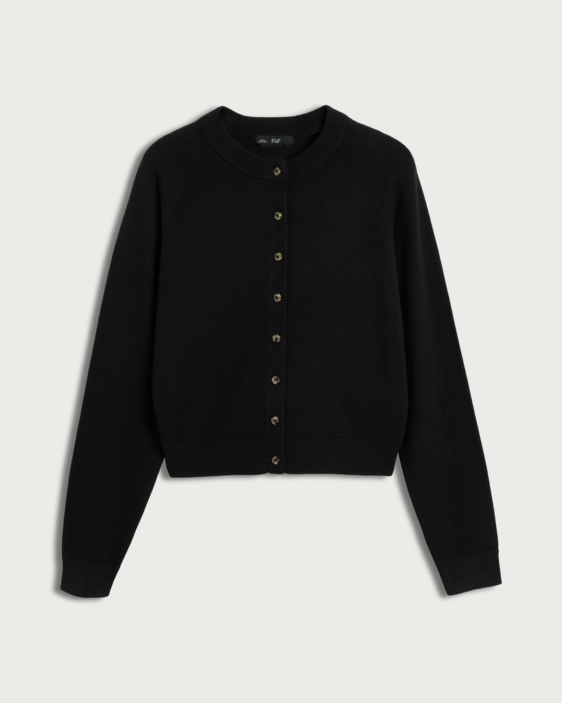F&F Knitted Button Up Long Sleeved Cardigan in Black thumbnail 4