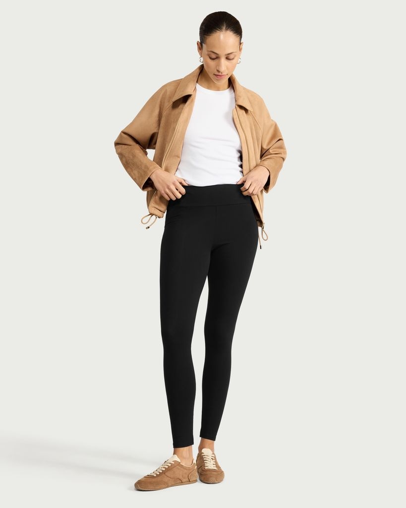 F&F Cotton Rich High Waisted Leggings in Black thumbnail 2
