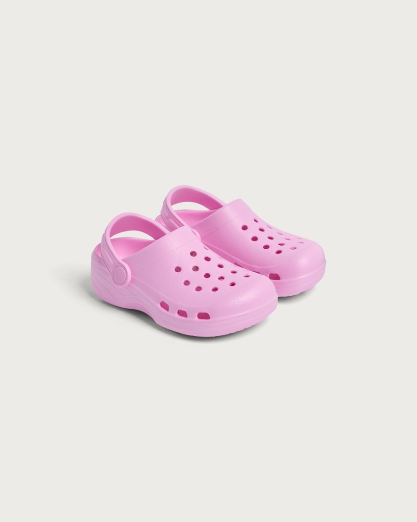 F&F Girls Perforated Slip On Clogs in Pink