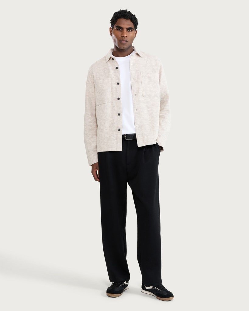 The F&F Edit Cotton Rich Textured Long Sleeved Shacket in Neutral thumbnail 2