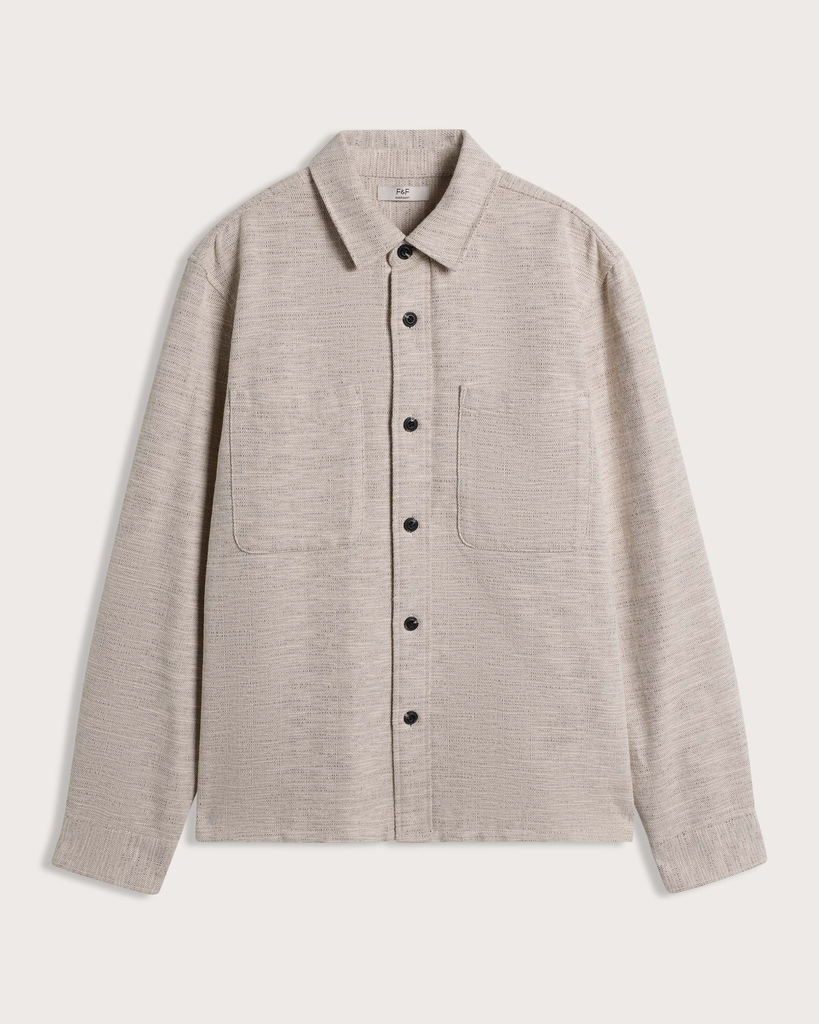 The F&F Edit Cotton Rich Textured Long Sleeved Shacket in Neutral thumbnail 4