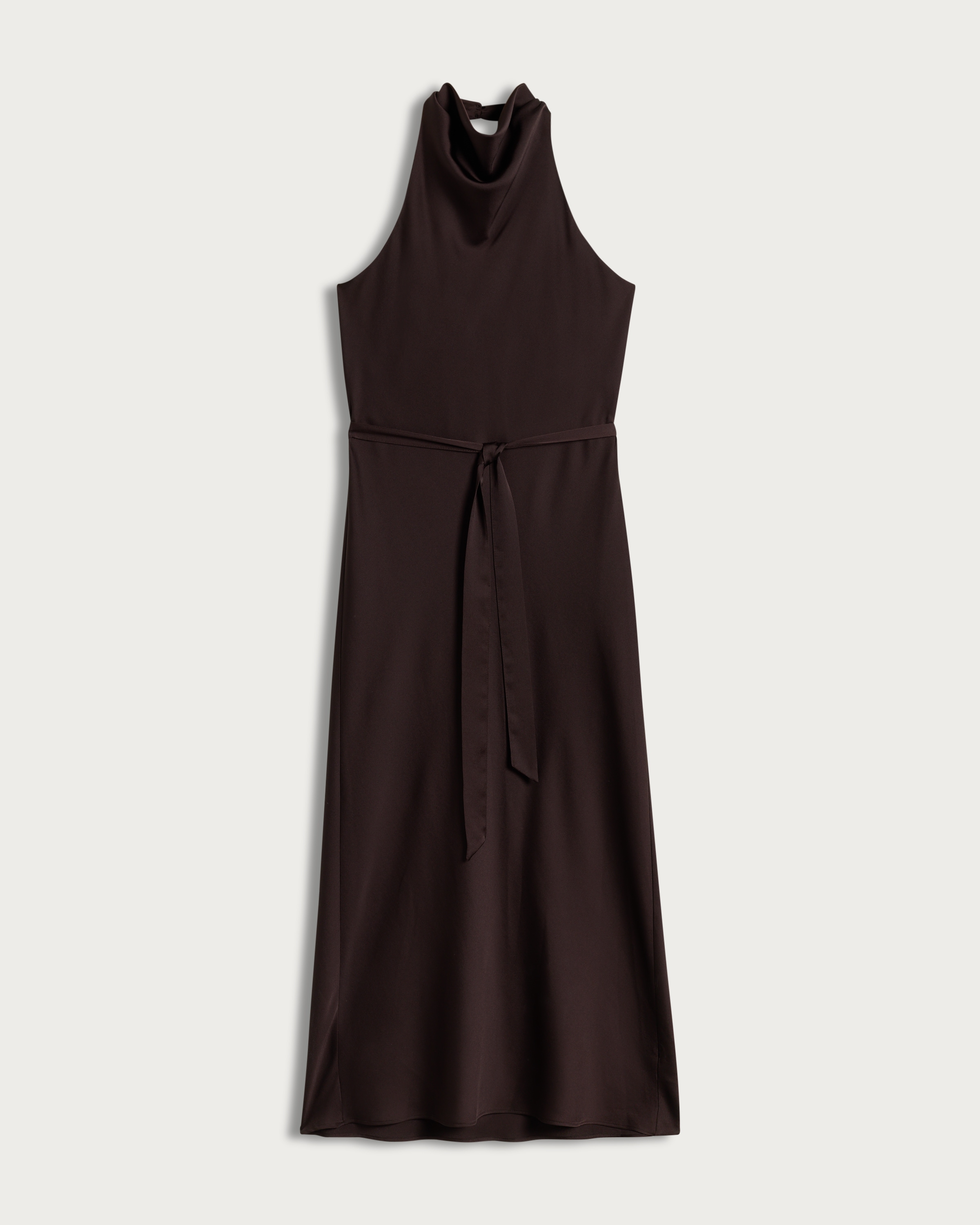 F&F Satin Cowl Neck Sleeveless Midi Dress in Chocolate thumbnail 4