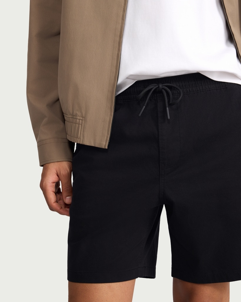F&F Cotton Rich Drawstring Rugby Shorts in Black thumbnail 2