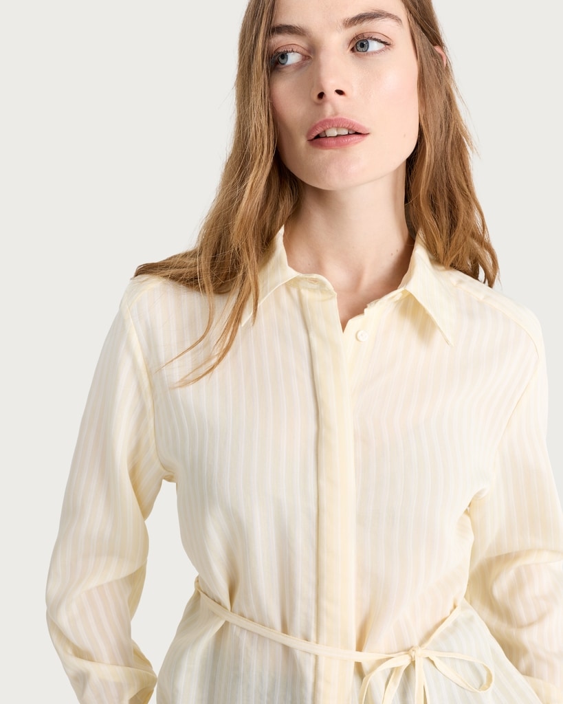 The F&F Edit Striped Tie Waist Shirt in Yellow