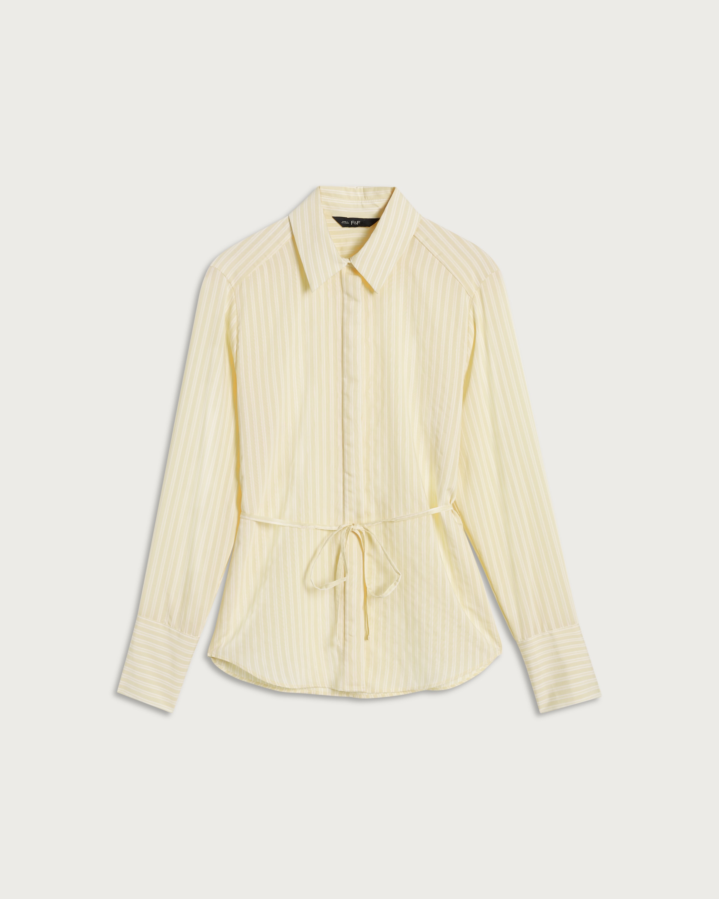 The F&F Edit Striped Tie Waist Shirt in Yellow thumbnail 4