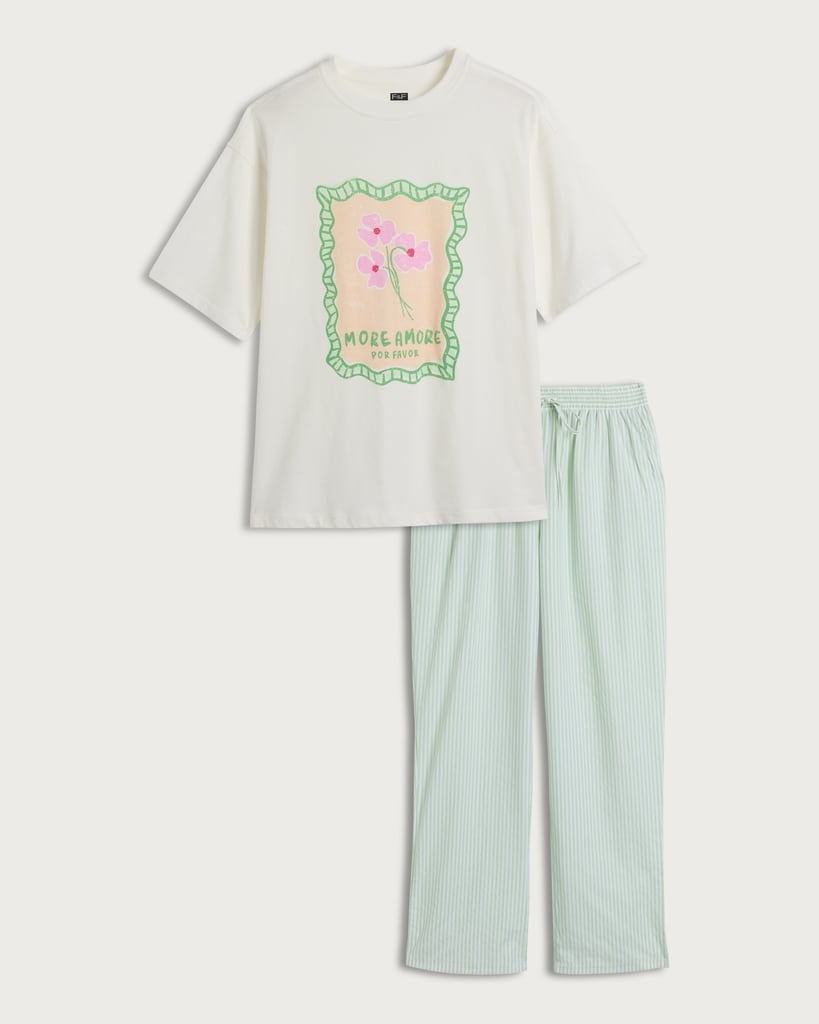 F&F More Amore Print Pyjama Set in Multi Green thumbnail 4