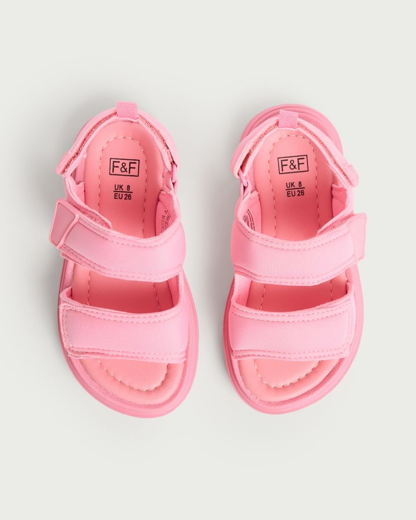 F&F Girls Double Strap Chunky Sandals in Pink thumbnail 2