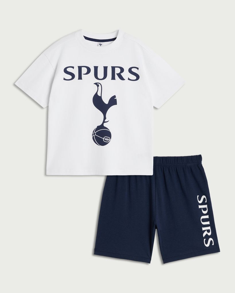 Tottenham Hotspur Pure Cotton Pyjama Shorts Set in White