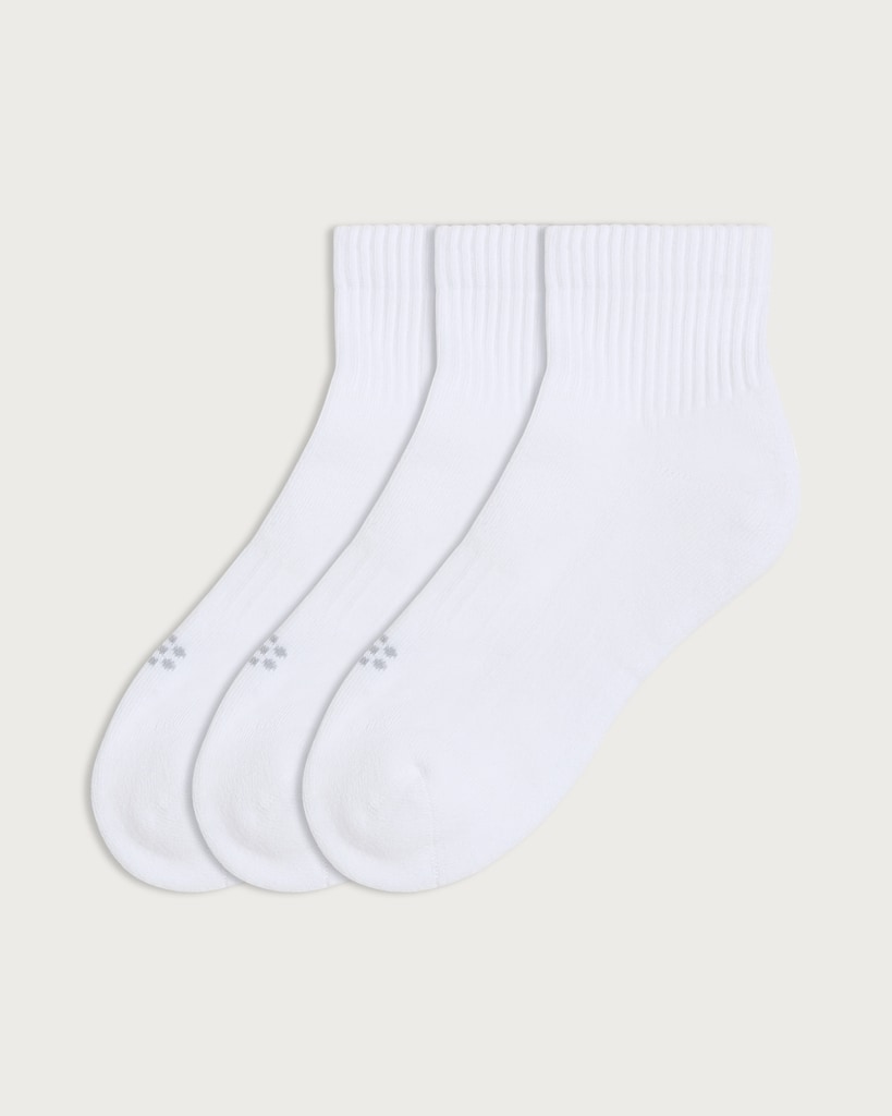 F&F Active 3-Pack Cotton Rich Cropped Sports Socks in White